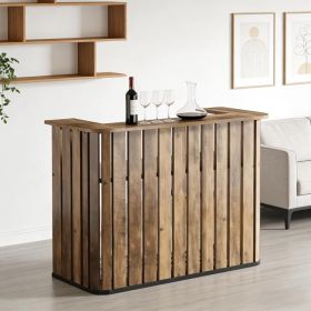 Natural Style Liquor Bar Table,Bar Unit Only Table (Option: Rustic Brown)