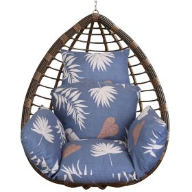 1Pc Egg Chair Cushion Hanging Basket Seat Cushion Thicken Soft Egg Swing Chair Pad Hanging Egg Chair Cushion With Headrest (Option: Blue with Beige Lea)