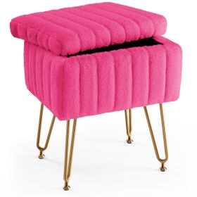 A Low Stool With Storage Function, Featuring 4 Metal Legs, Suitable For Use In The Bathroom, Living Room And Bedroom. (Option: Rose red)