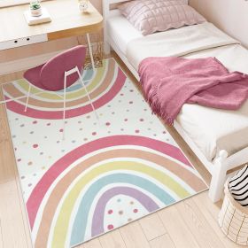Washable Rainbow Rug For Girl Nursery, Small Rug 3X 5 Colorful Area Rugs For Kids Bedroom, Non-Slip Soft Polka Dot Carpet Kids Rugs For Classroom (Option: BYCH15090T)