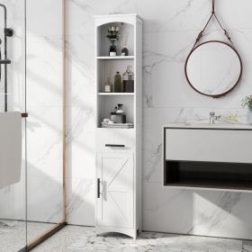Farmhouse Tall Slim Bathroom Storage Cabinet with Recessed Drawer (Option: White-1000x350x180 mm)