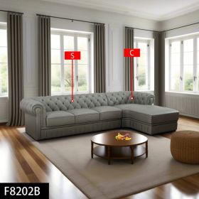 Pickup Only -89  Dark Grey Cow Top Leather 2-Piece Living Room Sofa Set (Option: F8202B  C.S)