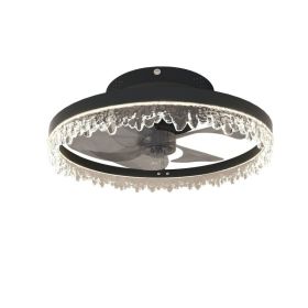 Smart Silent Elegant Black Ceiling Fan With Light - 16-inch Flush Mount LED Chandelier With 5 Invisible Blades, Remote Control & Timer, Dimmable (Option: Default)