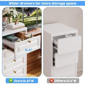 39.37inch H Metal Bathroom Storage Cabinet With 5 Drawers,Freestanding Cabinet For Bathroom,Bathroom Floor Cabinet For Home,Assembly Required,Whi (Option: White)