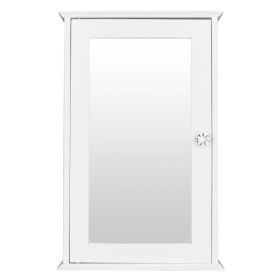 Single Door Mirror Indoor Bathroom Wall Mounted Cabinet Shelf White (Option: 07641497)