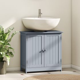 Under Sink Bathroom Cabinet, Pedestal Sink Storage Cabinet with 2 Doors, Shelf and U-Shape, Gray (Option: Grey-730x360x130 mm)