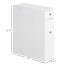 Bathroom Floor Organizer, Freestanding Space-saving Narrow Storage Cabinet, Bathtub Toilet Paper Holder With Drawers, White. (Option: White)