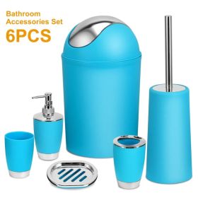 Bathroom Accessories Set 6 Pcs Bathroom Set Ensemble Complete Soap Dispenser Toothbrush Holder (Option: Blue)