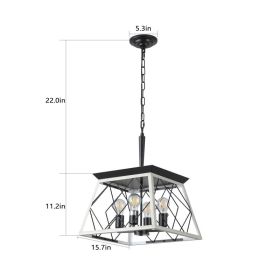 4-Light Farmhouse Chandeliers For Dining Room White No Bulbs (Option: Default)