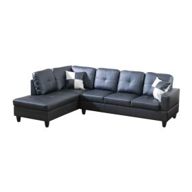 Pickup Only Black Faux Leather 3-Piece Sofa Living Room Sofa Set (Option: 2Pcs)