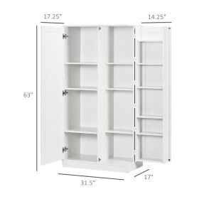 Kitchen Pantry Storage Cabinet, 14-Tier Freestanding Kitchen Cupboard For Living Room, Dining Room Storage, White (Option: White)