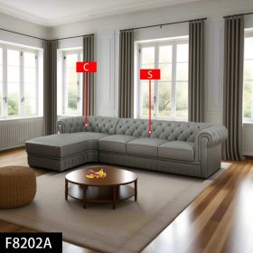 Self-pickup Only--89  Dark Grey Cow Top Leather 2-Piece Living Room Sofa Set (Option: 2Pcs)