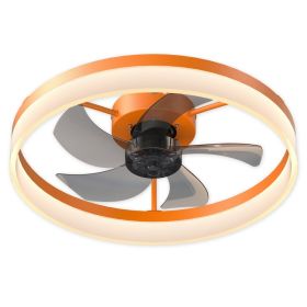 Ceiling Fans With Lights Dimmable LED Embedded Installation Of Thin Modern Ceiling Fans,Orange (Option: Default)