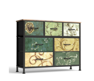 Bedside Table With A Movable Fabric Box, Sturdy Steel-framed Wooden Top Organizer Furniture (Option: 7BC)