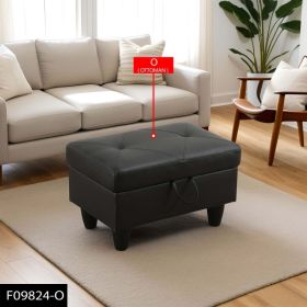Pickup Only -Black Faux Leather Ottoman Living Room Sofa (Option: F09824   O)