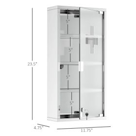 Lockable Medicine Cabinet, 4 Tier Stainless Steel Medical Wall Box With 2 Keys And Shelves For Bathroom (Option: Silver)