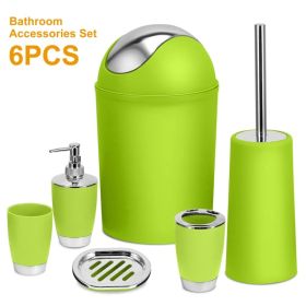 Bathroom Accessories Set 6 Pcs Bathroom Set Ensemble Complete Soap Dispenser Toothbrush Holder (Option: Green)