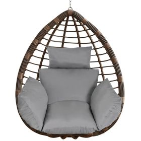 1Pc Egg Chair Cushion Hanging Basket Seat Cushion Thicken Soft Egg Swing Chair Pad Hanging Egg Chair Cushion With Headrest (Option: Grey)