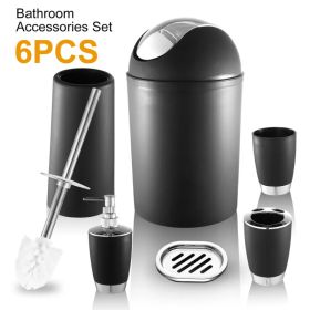 Bathroom Accessories Set 6 Pcs Bathroom Set Ensemble Complete Soap Dispenser Toothbrush Holder (Option: Black)