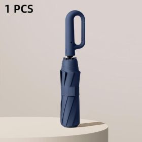 Fully Automatic Foldable Travel Umbrella  Lightweight, Windproof, Portable, Black Sun Rain Use, Auto Open Close (Option: Dark blue)