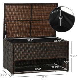 Outdoor Deck Box & Shoe Storage, PE Rattan Wicker Towel Rack With Liner For Indoor, Outdoor, Patio Furniture Cushions, Pool, Garden Tools, Brown (Option: Brown)