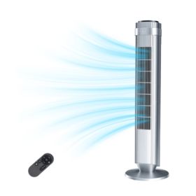 The Bedroom Is Equipped With A Silent Tower-type Fan, A 28-decibel Standing Fan, Intelligent Automatic Mode, And A 64  Swivel Bladeless Cooling F (Option: Silver)