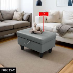 Pickup Only -Dark Grey Semi PU Synthetic Leather Ottoman Living Room Sofa (Option: F09825O)