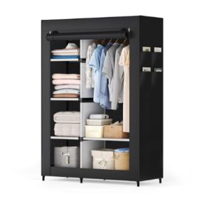Portable Wardrobe With A Lid, A Portable Wardrobe For Storing Clothes (Option: Black)