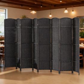 8 Panel Folding Room Divider Screen Privacy Screen Freestanding (Option: Charcoal grey)