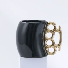 Novelty Brass Knuckle Coffee Mug  Ceramic, Black And White  Unique Handle Design  Funny Mugs Gifts For Christmas Novelty Ceramic Coffee Mug,Mas P (Option: CB2478)