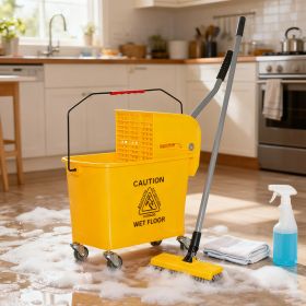 Compact Mop Bucket With Wringer, Mop Bucket On Wheels, 21 Quart, Separate Dirty And Clean Water, Black,TikTok Prohibits Sales (Option: Yellow)
