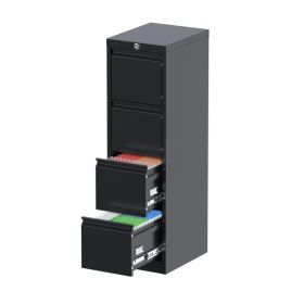 Metal Vertical File Cabinet With Lock,File Cabinet With 4 Drawer For Letter,Legal,F4,A4, Assembly Required,Black (Option: Black)