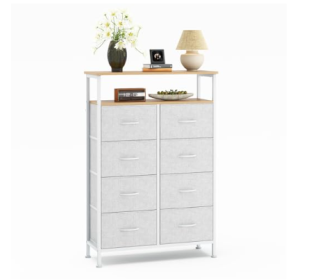 Wooden Top Bracket With Raised Shelves,8 Storage Spaces (Option: Light Grey)