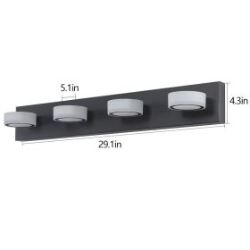 29in  Modern 4-Light LED Vanity Light, Sleek Black Bathroom Wall Light Fixture For Mirror, Shower, And Bathroom Decor (Option: Default)