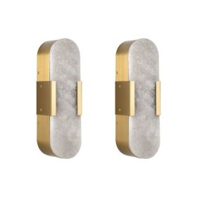 13.8in Natural Marble Wall Sconce, Gold Sconces Set Of Two, Indoor Modern Bathroom Sconces Wall Lighting For Living Room, Bedroom, Hallway, Stair (Option: Default)