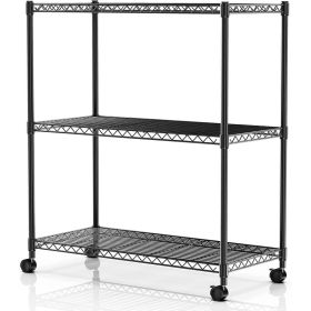 Heavy-duty Adjustable Metal Shelf With Wheels, Suitable For Garages, Kitchens, Storage Rooms, Laundry Rooms And Offices. Easy To Assemble. (Option: 3 layer)
