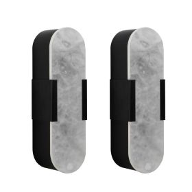 13.8in Natural Marble Wall Sconce, Black Sconces Set Of Two, Indoor Modern Bathroom Sconces Wall Lighting For Living Room, Bedroom, Hallway, Stai (Option: Default)