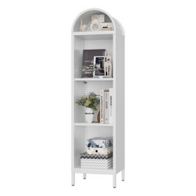 Aobabo 63inch H Arch Display Bookcase With 2 Adjustable Shelves, Kitchen Pantry Storage Bookshelf For Dining Room, Home, Office, Kitchen, Study R (Option: White)