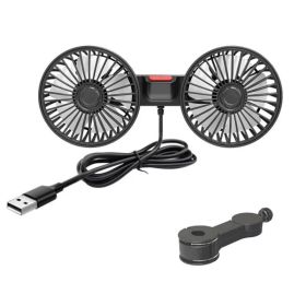 Dual Head Car Fan Portable Vehicle Truck Rotatable Auto Cooling Cooler For Backseat Air Fan USB Powered 3 Speeds (Option: 1Pack)