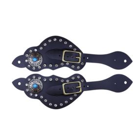 Pair Spur Strap, Western Retro Horse Spur Strap With Buckle, Genuine Cow Leather Material For Horse Training, Decorative Rhinestones Inlaid Surfa (Option: CB24140)