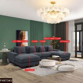 Pickup Only---Dark Grey Corduroy 6-Piece Living Room Sofa Set (Option: F4973   6pcs)